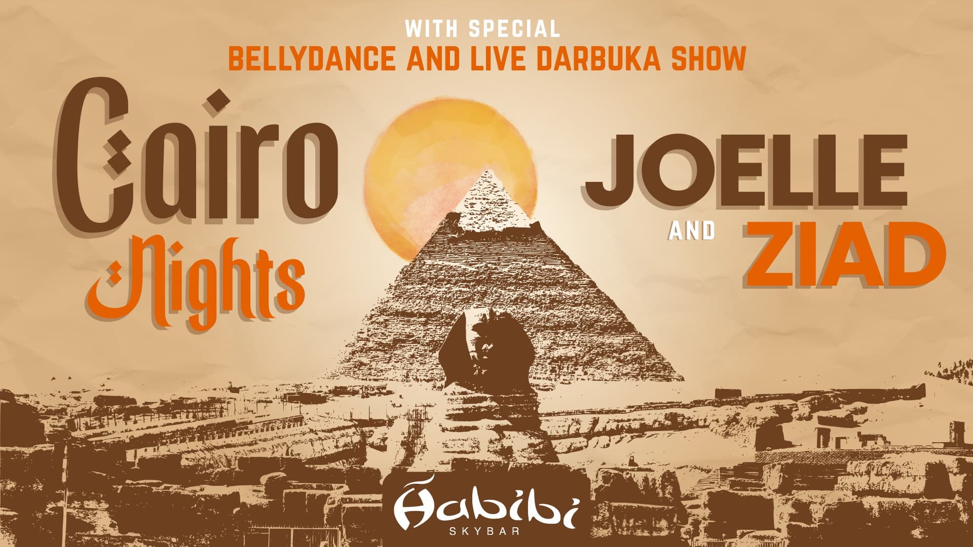 Cairo Nights event poster at Habibi Skybar
